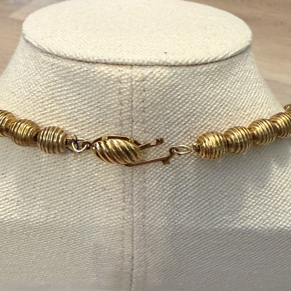 Vintage Turquoise Gold Bead Necklace - Women Jewelry - Picture 2 of 5